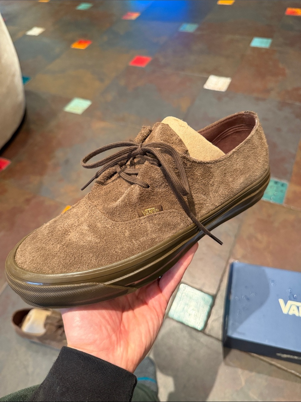 Vans Men’s Olive Brown Suede Lace-Up Sneakers